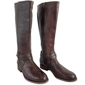 Frye Boots Womens Size 7 Redwood Melissa Belted Tall Boot Leather Luxury $400